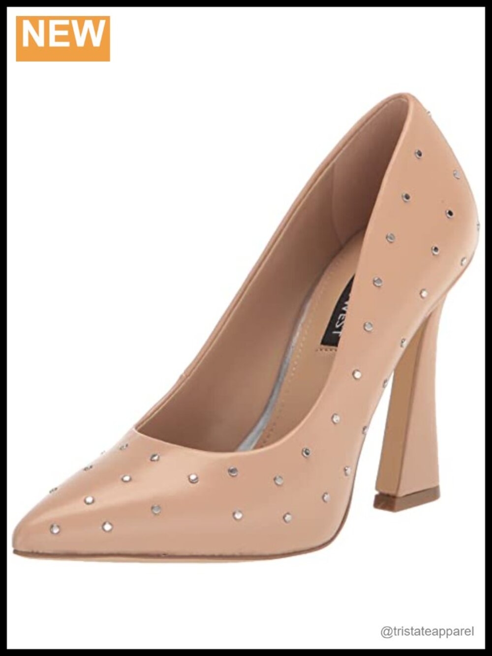 Nine West Tenry 3 Faux Leather Pump with Crystal Studs Pointed Toe